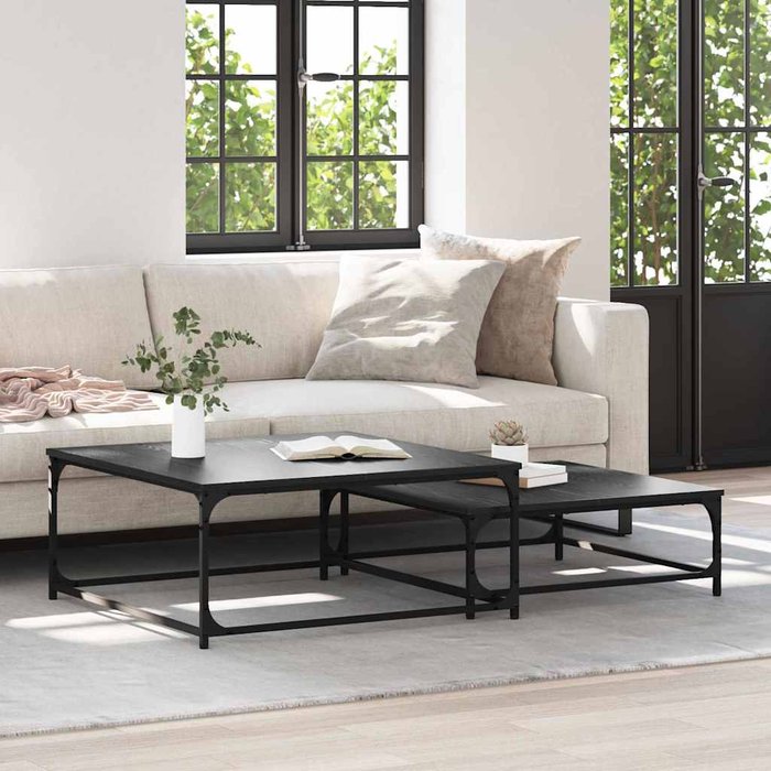 Maison exclusive - mesa de café 2 pcs roble negro madera de ingeniería