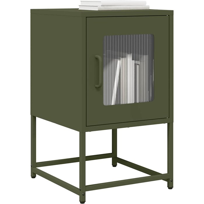 Maison exclusive - mesita de noche de acero laminado verde oliva 36x39x60,5 cm