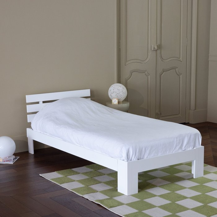 Cama de madera con cabecero 90x190cm blanco finn