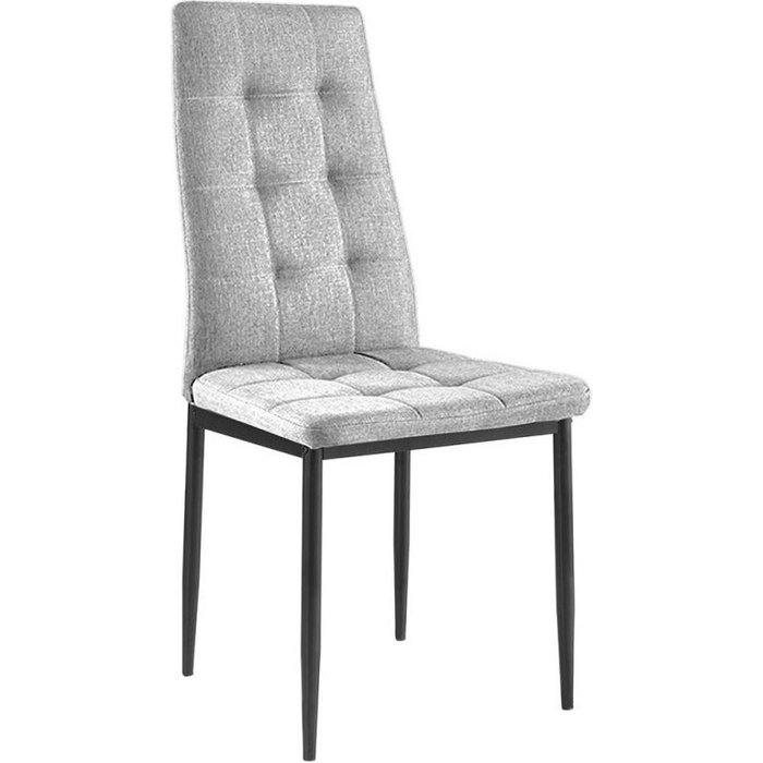 Silla de tela acolchada gris claro y patas de acero negro kentor