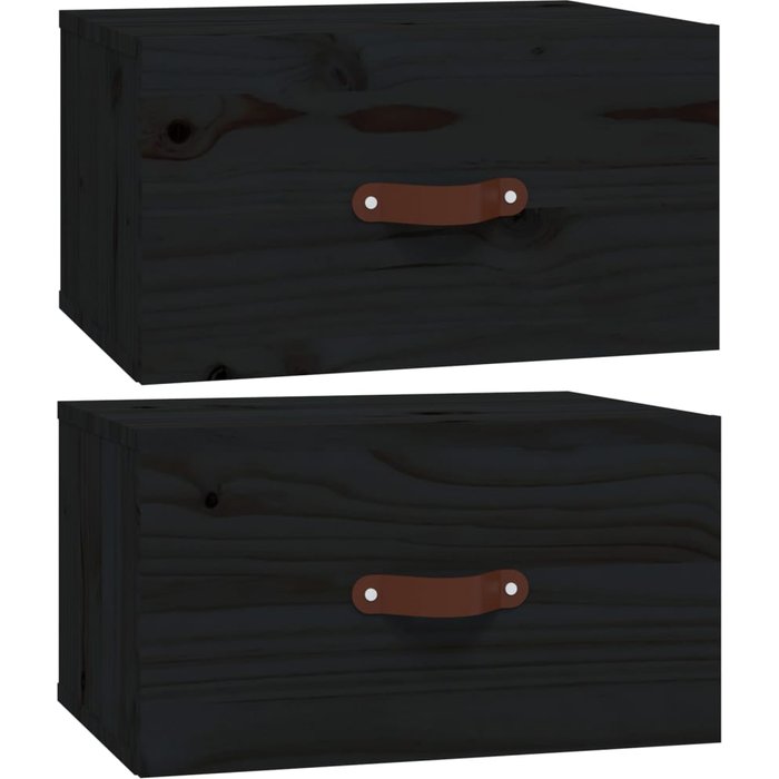Mesitas de noche de pared 2 uds negro 40x29,5x22 cm - comfortxl