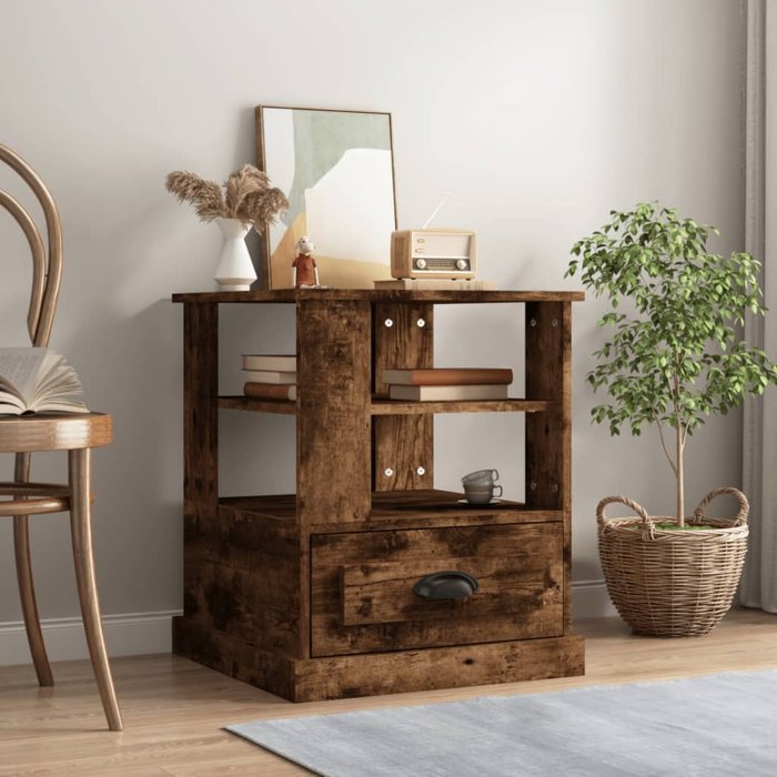Maison exclusive - mesa auxiliar madera contrachapada roble ahumado 50x50x60 cm