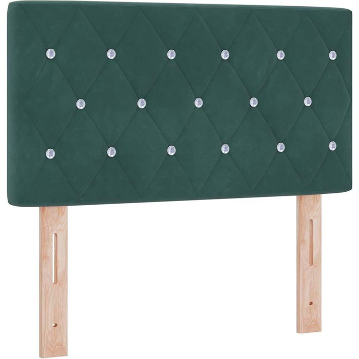 Cabezal led con botones de cristal tapizado en terciopelo verde oscuro de 80 cm