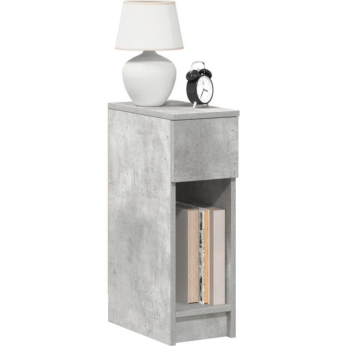 Mesita de noche con cajón gris cemento 20x36x60 cm