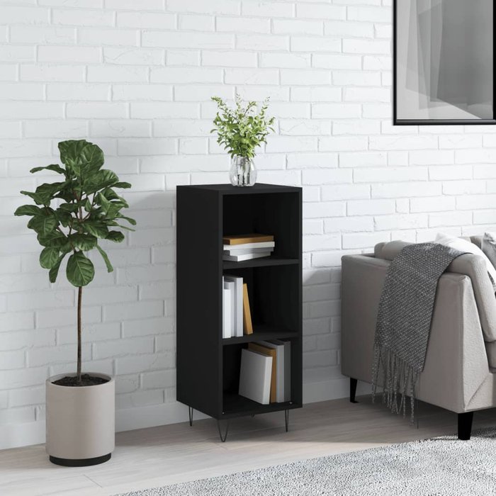 Aparador negro 34,5x32,5x90 cm de madera contrachapada