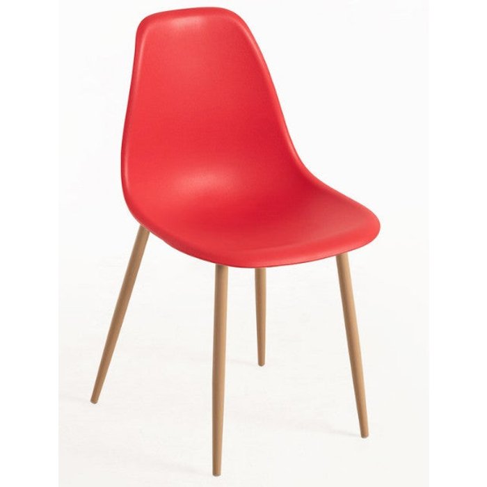 Silla kerry escandinava roja y natural - juego de 2