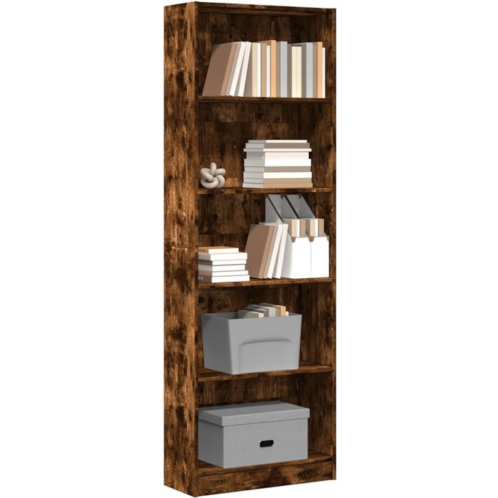 Librería de roble ahumado, 60x24x176 cm, madera de ingeniería. - pangivo