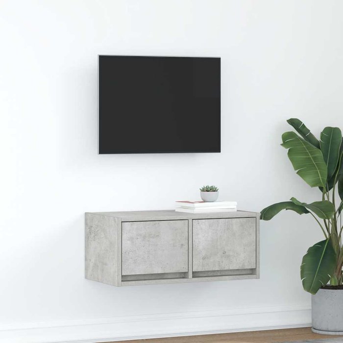Mueble de tv gris hormigón 60x31x25,5 cm madera de ingeniería