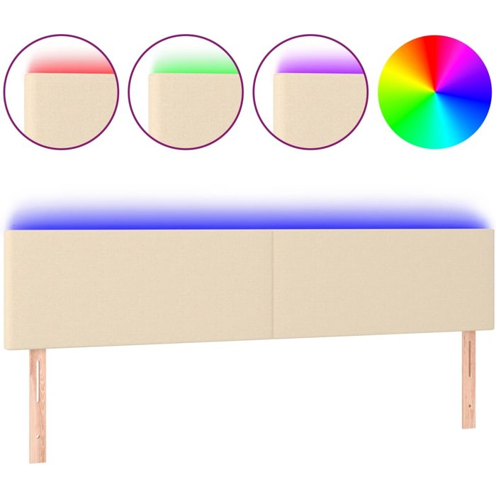 Cabecero cama - mueble cabecero con led de tela color crema 180x5x78/88 cm