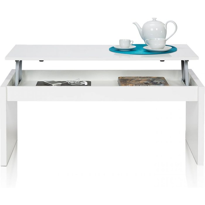 Mesa de centro elevable evan blanco brillo 100 x 43 x cm