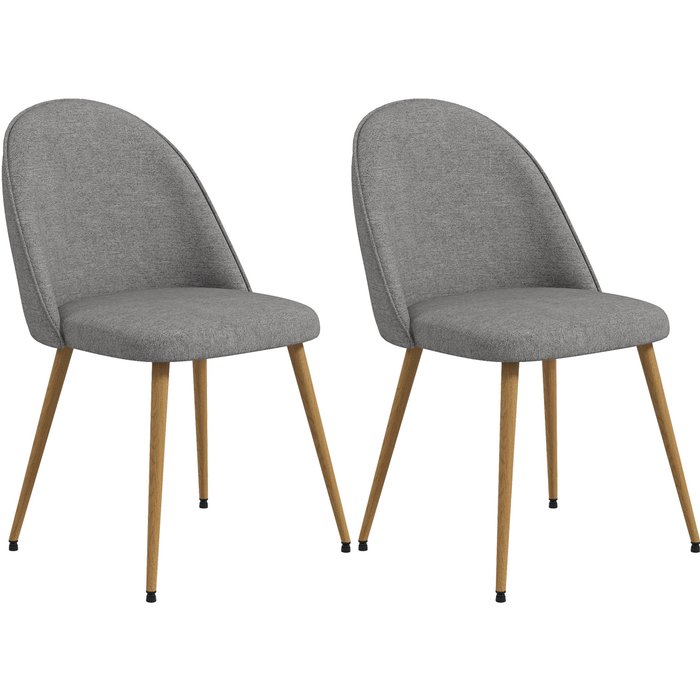 Conjunto 2 sillas tapizadas tela lino gris 50x52x83cm carga 120kg