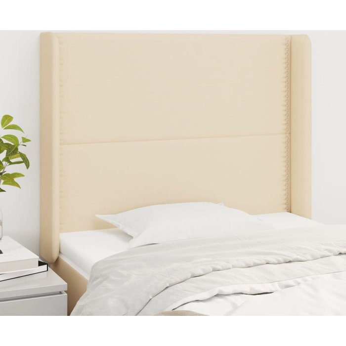 Cabecero con orejas crema 103x16x118/128 cm tela