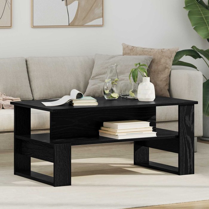 Mesa de centro, roble negro, 90 x 50 x 40 cm, madera de ingeniería.