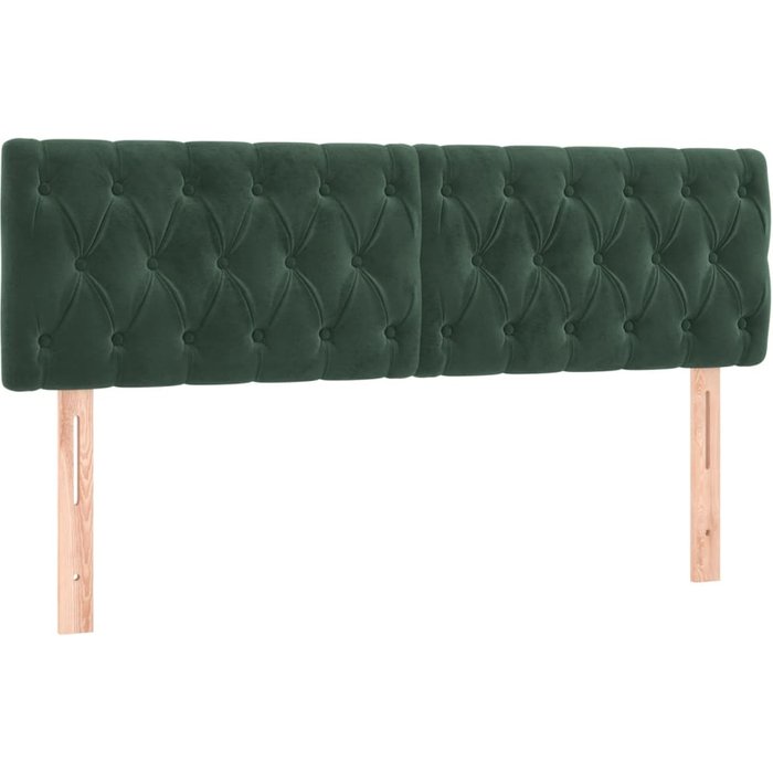 Cabeceros 2 unidades de terciopelo verde oscuro 72x7x78/88 cm - comfortxl