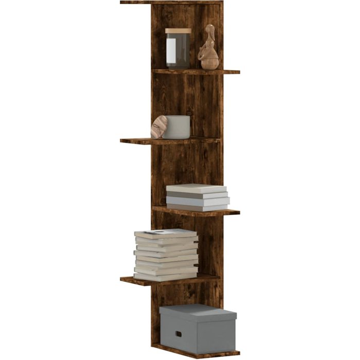 Estante esquinero de pared madera contrachapada de roble ahumado