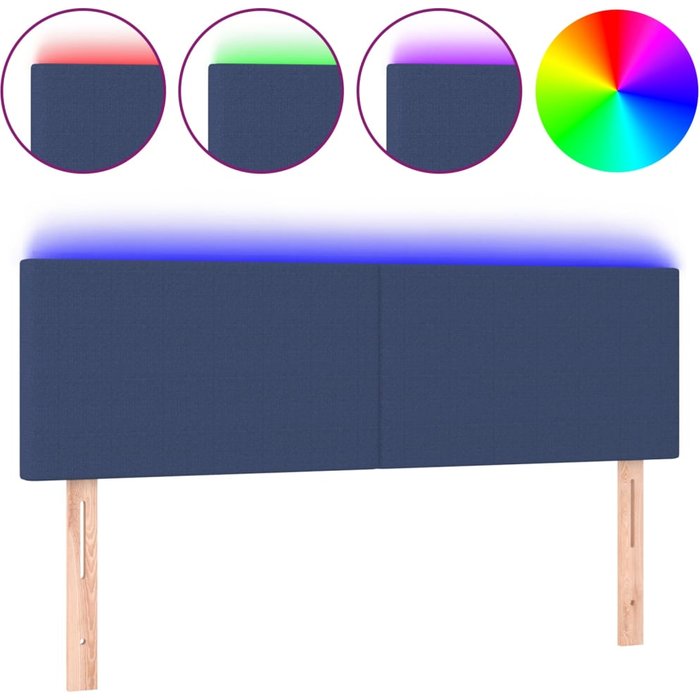 Cabecero cama - mueble cabecero con led de tela color crema 144x5x78/88 cm