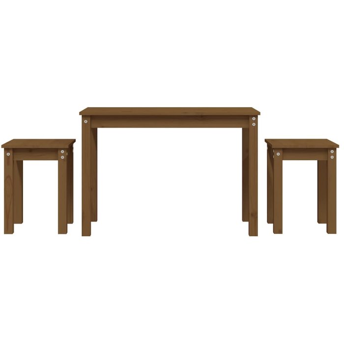 Juego de 3 mesas auxiliares nido en madera de pino marrón miel dec032727