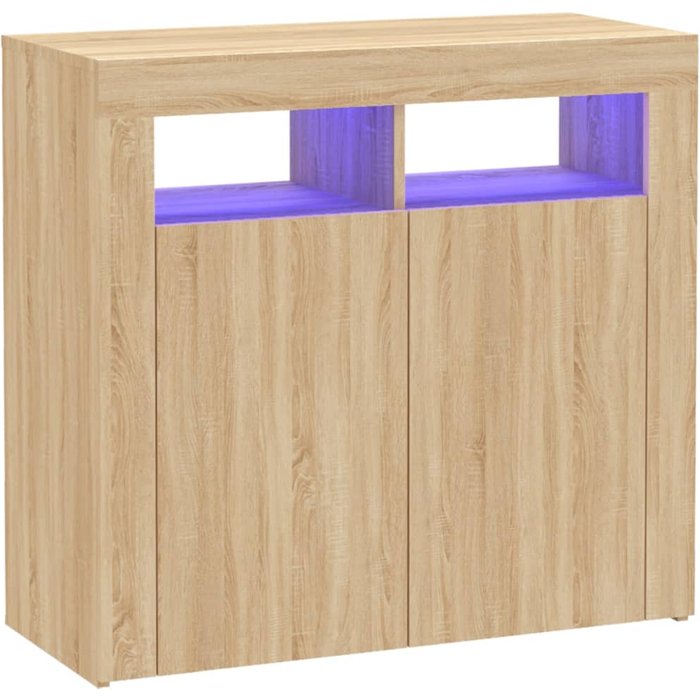 Aparador con luces led roble sonoma 80x35x75 cm - comfortxl