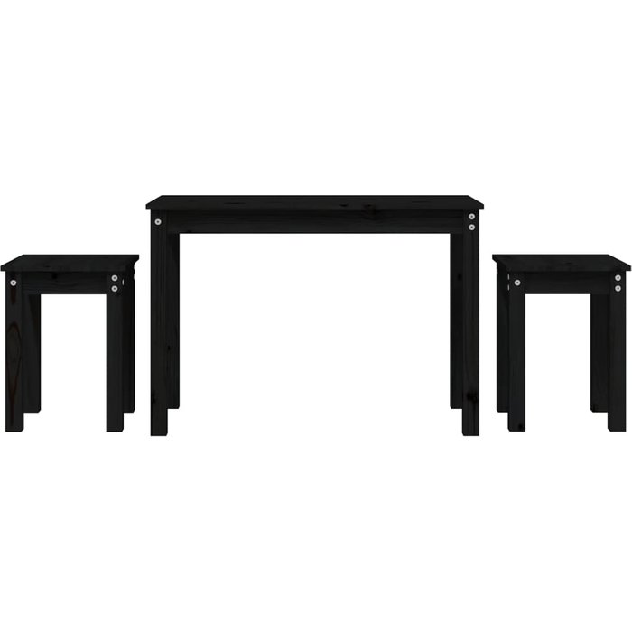 Mesas apilables 3 piezas madera maciza de pino negro - comfortxl