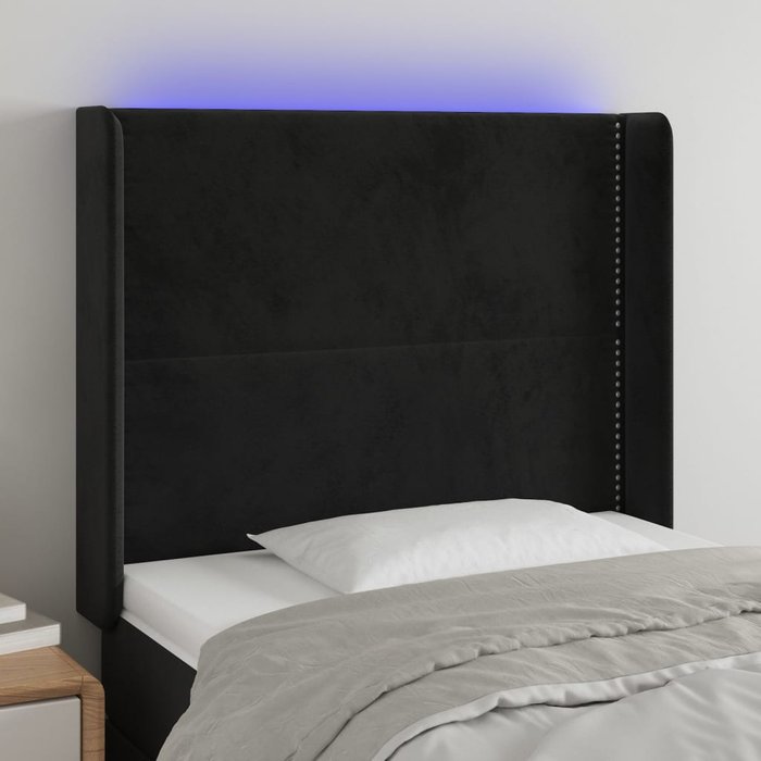 Cabecero led negro 83x16x118/128 cm terciopelo