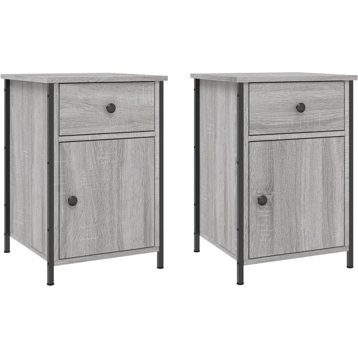 Mesitas de noche 2 piezas sonoma gris 40x42x60cm madera contrachapada