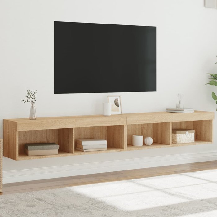 Muebles de tv con luces led, 2 piezas, roble sonoma, 100x30x30 cm
