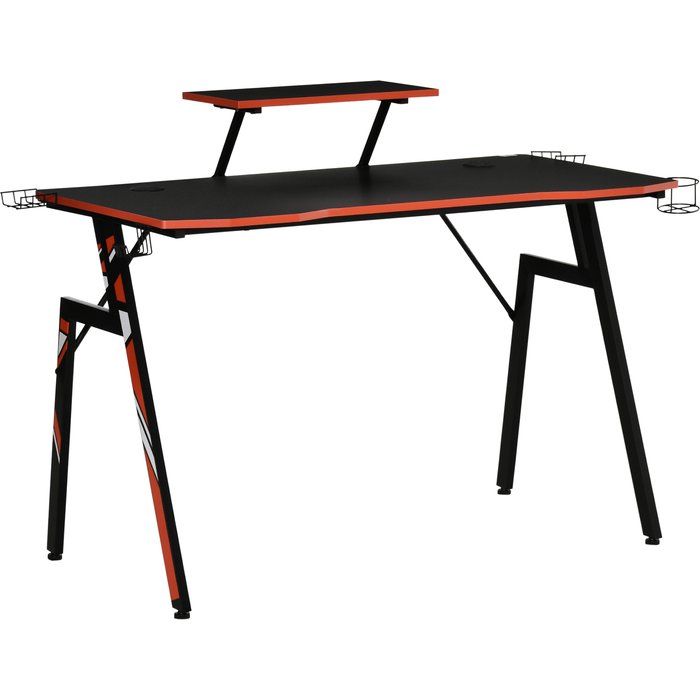 Mesa gaming ergonómica 120x60cm con soporte monitor y accesorios negro