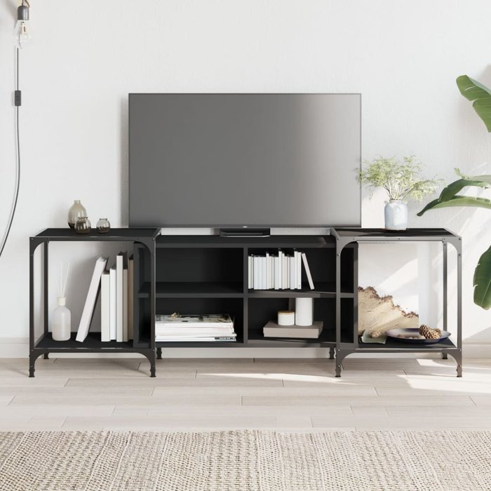 Mueble tv negro 153x37x50 cm de madera contrachapada