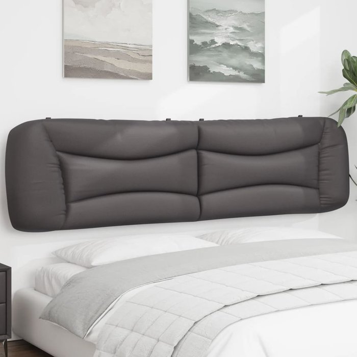 Cabecero de cama acolchado hvar cuero sintético gris 200 cm