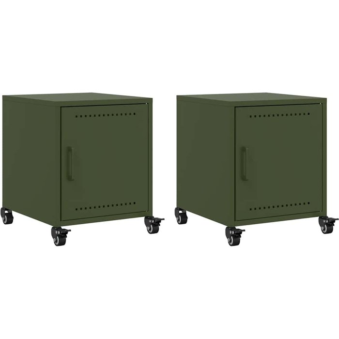 Mesitas de noche 2 unidades acero verde oliva 36x39x43,5 cm - comfortxl