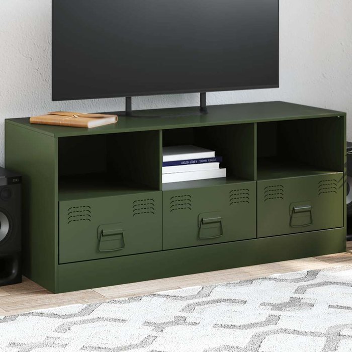 Mueble de tv de acero verde oliva 99x39x44 cm