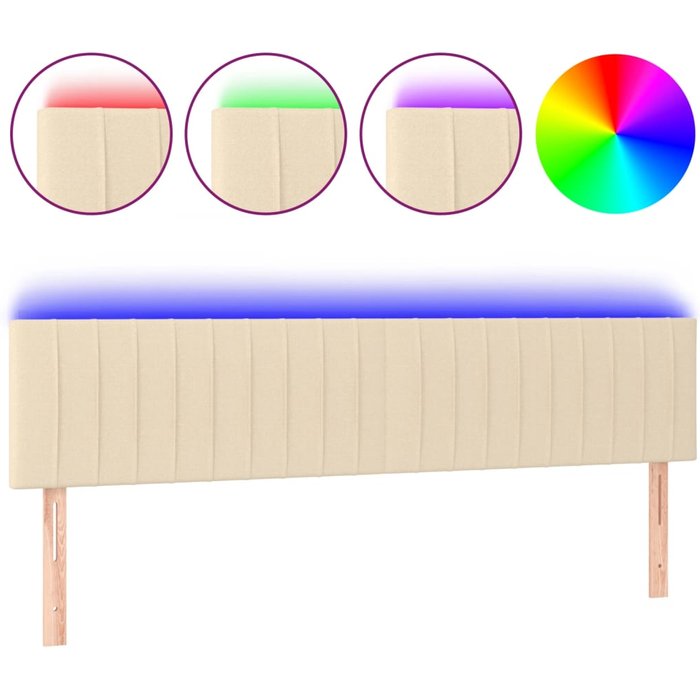 Cabecero cama - mueble cabecero con led de tela color crema 200x5x78/88 cm