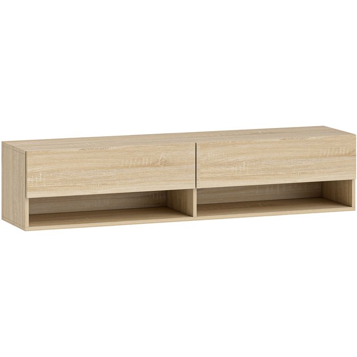 Mueble de tv homcom melamina de madera madera natural 140x32x31 cm 833-946v00nd