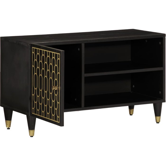 Mueble de tv de madera maciza de mango 80x31,5x46 cm - comfortxl