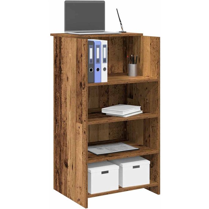 Mostrador de recepción, madera envejecida, 55x50x103,5 cm, madera de ingeniería.