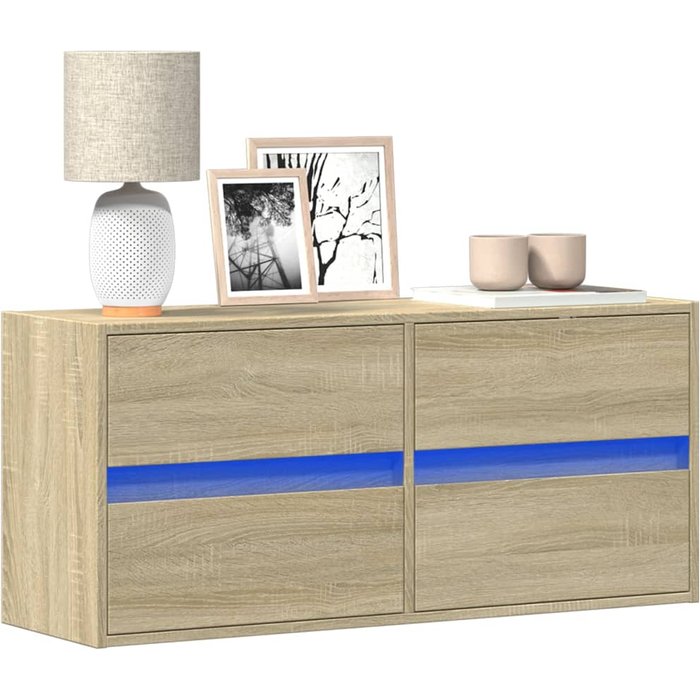 Mueble tv de pared con luces led roble sonoma 100x31x45 cm