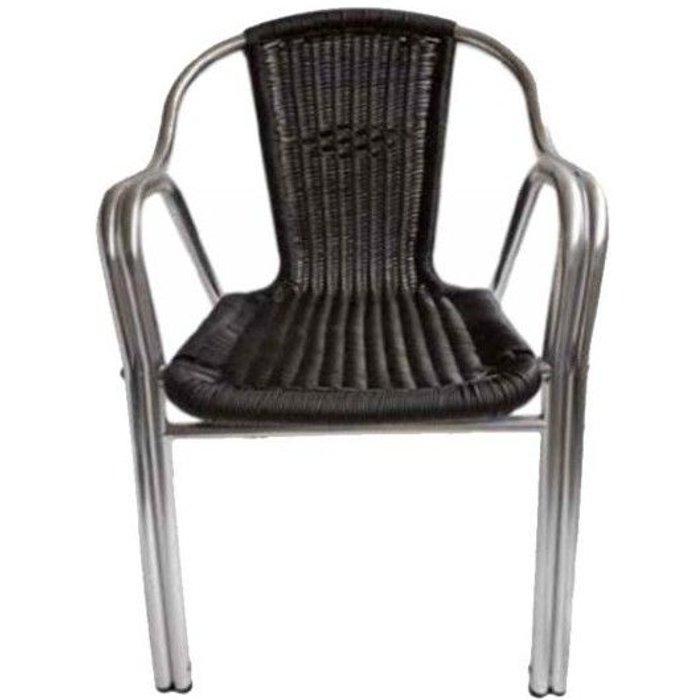 Silla de terraza de aluminio y ratán en color negro hobeto 178091