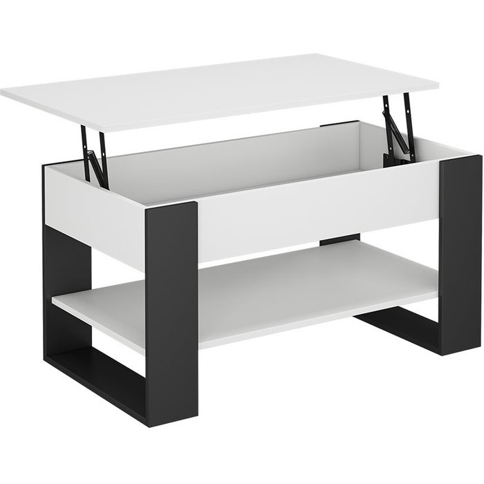 Vicco mesa baja lifto, blanco/antracita, 92 x 51 cm con función de elevación