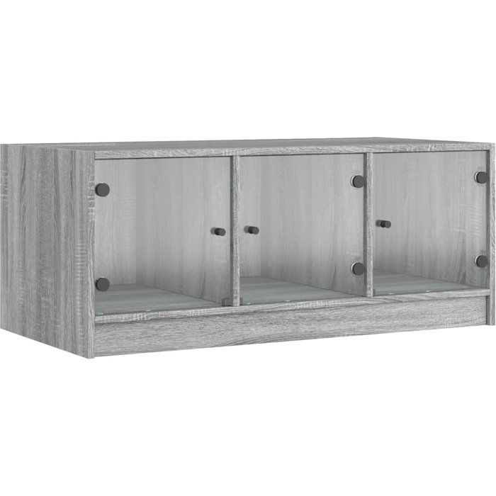 Mesa de centro con puertas de vidrio gris sonoma 102x50x42 cm - comfortxl