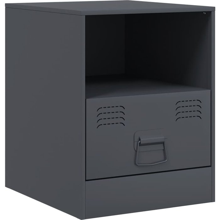 Mesita de noche acero gris antracita 34,5x39x44 cm - comfortxl