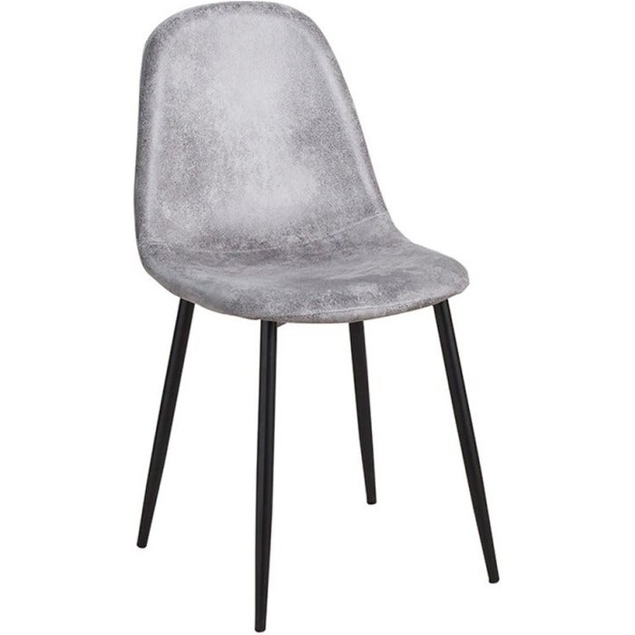 Silla vintage kela símil piel gris claro y patas de acero negro