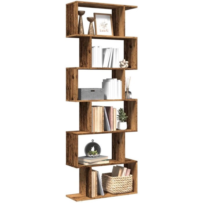 Librería divisora 6 niveles madera envejecida 70x24x193 cm vidaxl