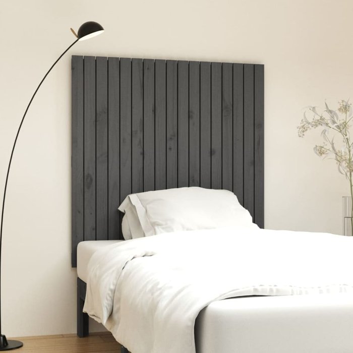 Vidaxl cabecero de cama de pared madera maciza pino gris 108x3x110 cm