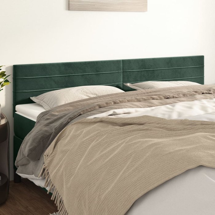 Cabeceros 2 unidades de terciopelo verde oscuro 100x5x78/88 cm - comfortxl