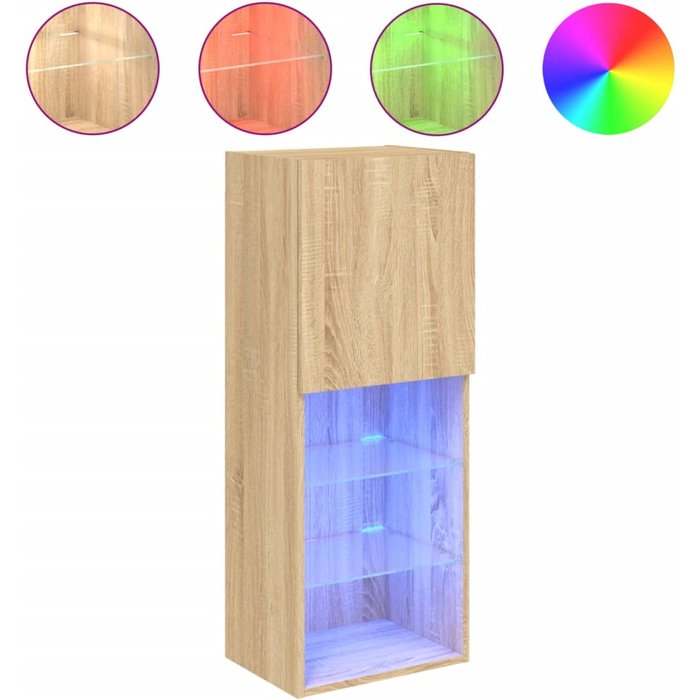 Mueble de tv con iluminación led roble sonoma 40,5x30x102 cm - comfortxl