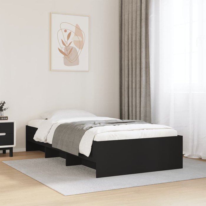 Vidaxl estructura de cama madera de ingeniería negra 90x200 cm