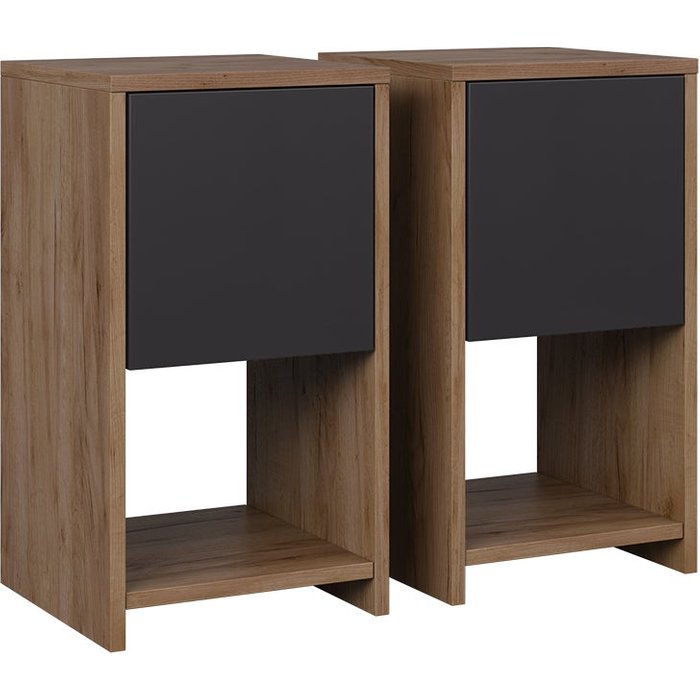 Vicco mesilla de noche evo, oro power roble/antracita, lote de 2