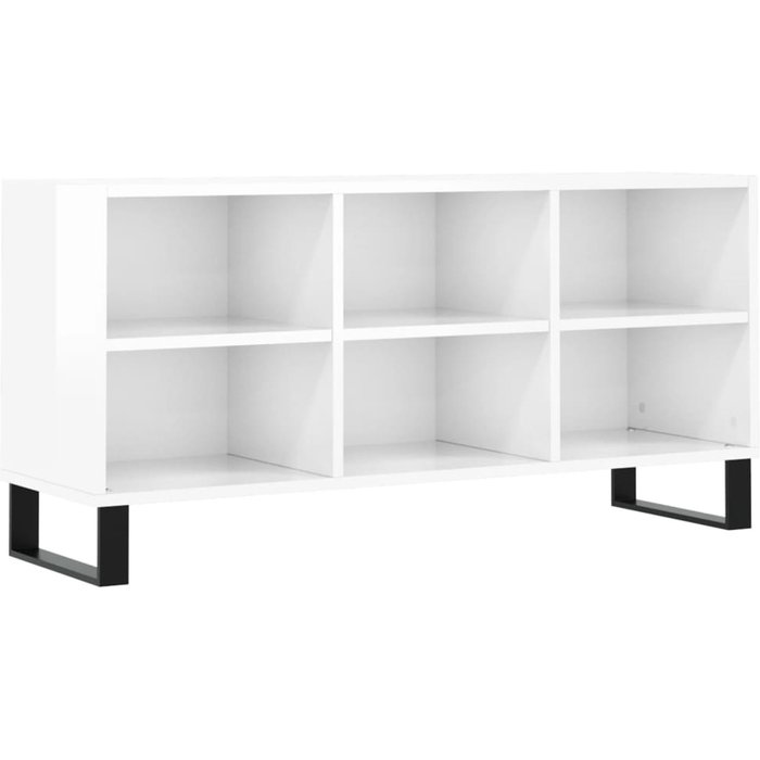 Mueble tv blanco brillo 103,5x30x50 cm de madera contrachapada