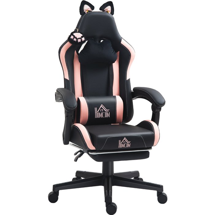 Silla gaming homcom pvc negro 65x62x124 cm