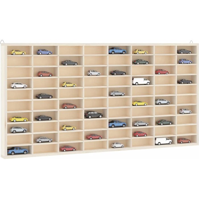Vitrina de madera con 80 compartimentos, 80 x 4,5 x 40,5 cm